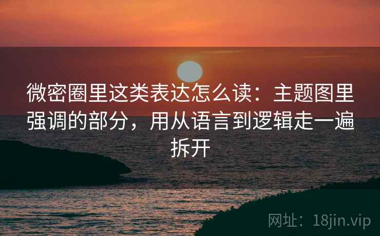 微密圈里这类表达怎么读：主题图里强调的部分，用从语言到逻辑走一遍拆开